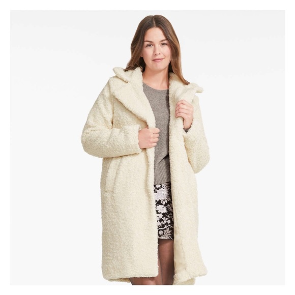 Joe Fresh Long Cream Teddy Coat | Size M - Picture 6 of 8